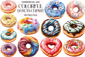 Colorful Donuts Clipart, an Illustration by Daily.Designs