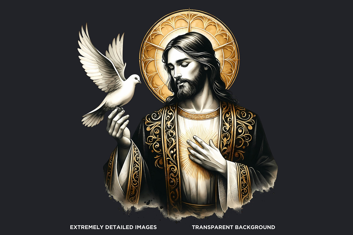 Black and Gold Jesus Christ clipart, a Person Illustration by ThatsDesignArt (Photo 3 of 10)