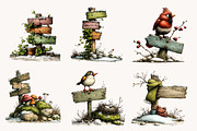 Whimsical Wooden Signpost Clipart, a Seasonal Illustration by Designworld (Thumbnail 3 of 11)