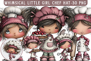 Whimsical Little Girl Chef Hat Clipa, an Illustration by Libby Wishes