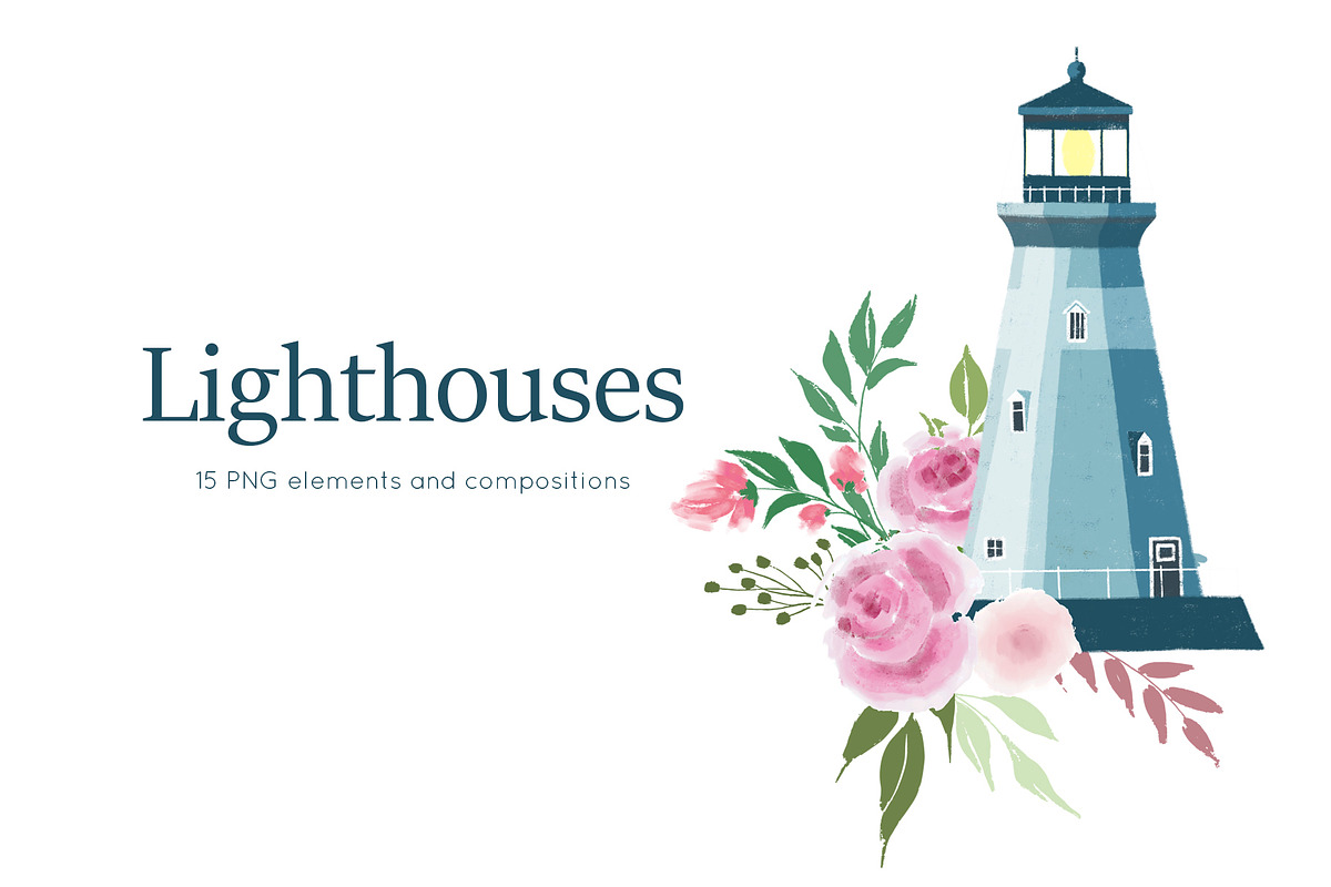 Lighthouses and floral compositions, a Decorative Illustration by ArtPavo (Photo 1 of 5)