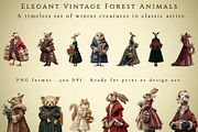 Vintage Animals — Winter Collection, an Animal Illustration by Vika_Softlife (Thumbnail 2 of 8)
