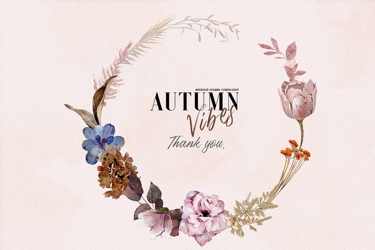 Watercolor Autumn Flowers & Leaves, a Decorative Illustration by Damian Roh (Photo 16 of 16)