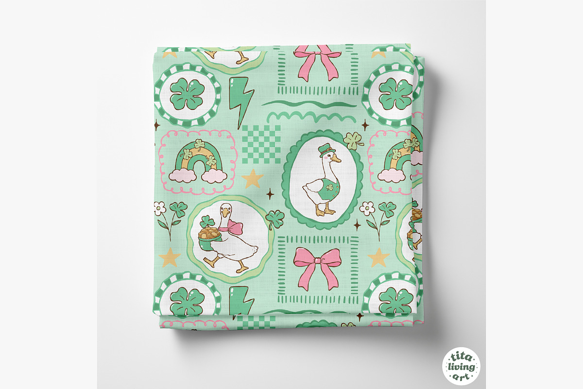 Lucky Goose Seamless Pattern, a Seasonal Illustration by TitaLivingArt (Photo 4 of 13)