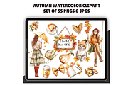 Watercolor Autumn Clipart Bundle, an Illustration by CraftCrateShop (Thumbnail 1 of 7)