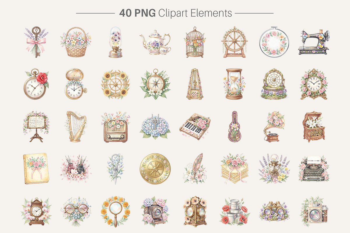 Vintage Mechanical Floral, a Decorative Illustration by Artnoy (Photo 2 of 18)