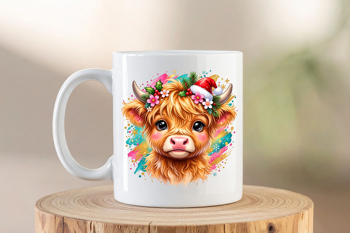 Cute Pink Christmas Highland Cow PNG, an Object Graphic by Zahyl Studio (Photo 6 of 7)
