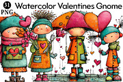 Watercolor Valentines Gnome Clipart, an Illustration by Daily.Designs (Thumbnail 1 of 5)