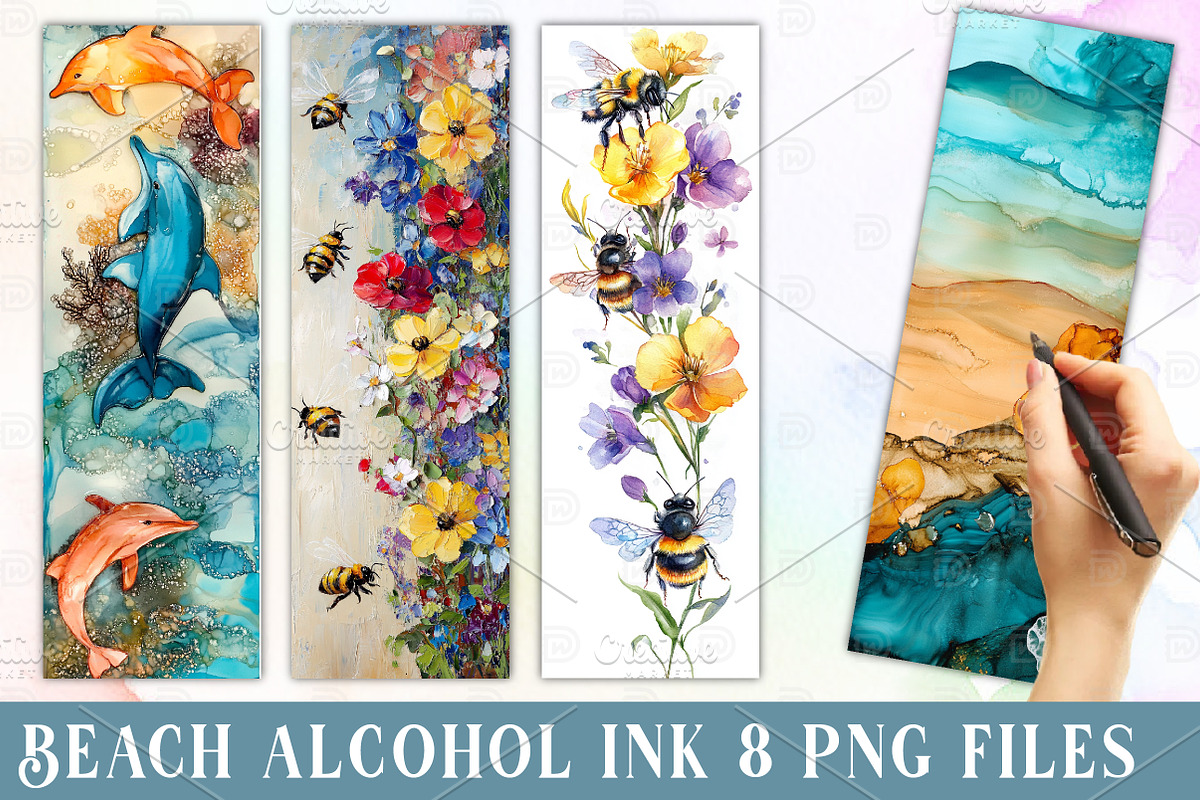 Beach Alcohol Ink Painting Printable, an Illustration by Watercolor design (Photo 1 of 3)