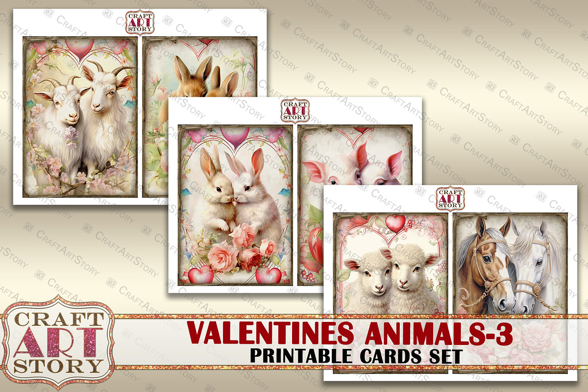 Valentines animals cards set-3, an Animal Illustration by CraftArtStory (Photo 2 of 6)
