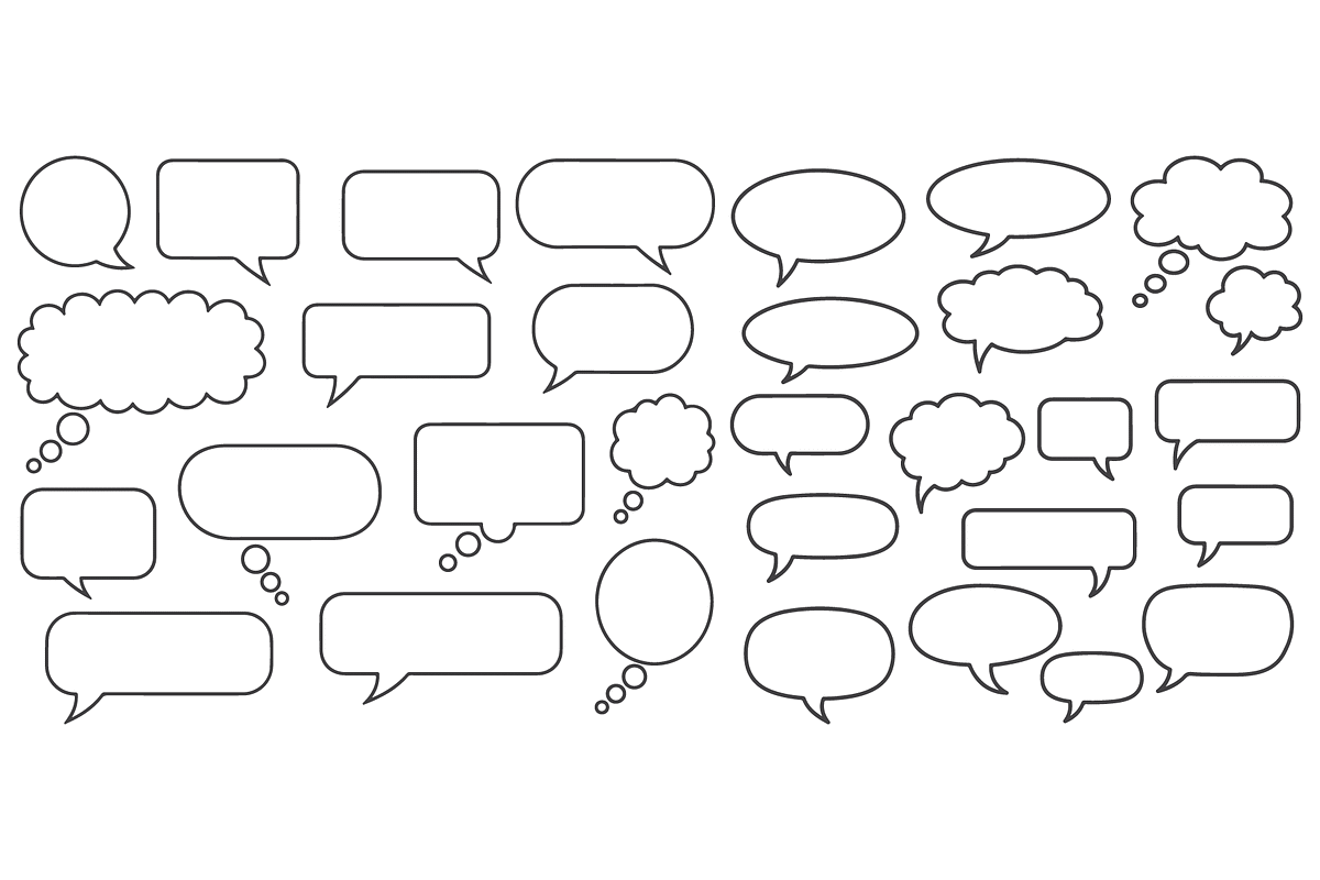 Black and White Speech Bubble Set, a Graphic by MkStudio