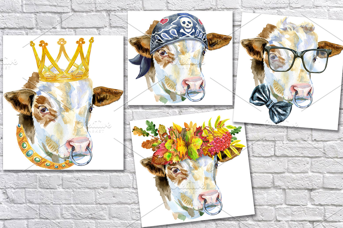 Watercolor white bull, an Animal Illustration by Watercolor fantasy (Photo 4 of 5)