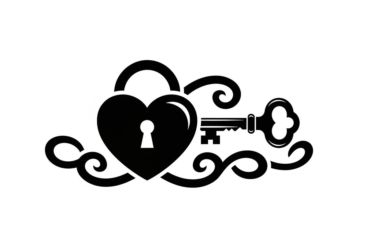 Heart Lock and Key Silhouette Icons, an Illustration by Designer_Momina (Photo 22 of 51)