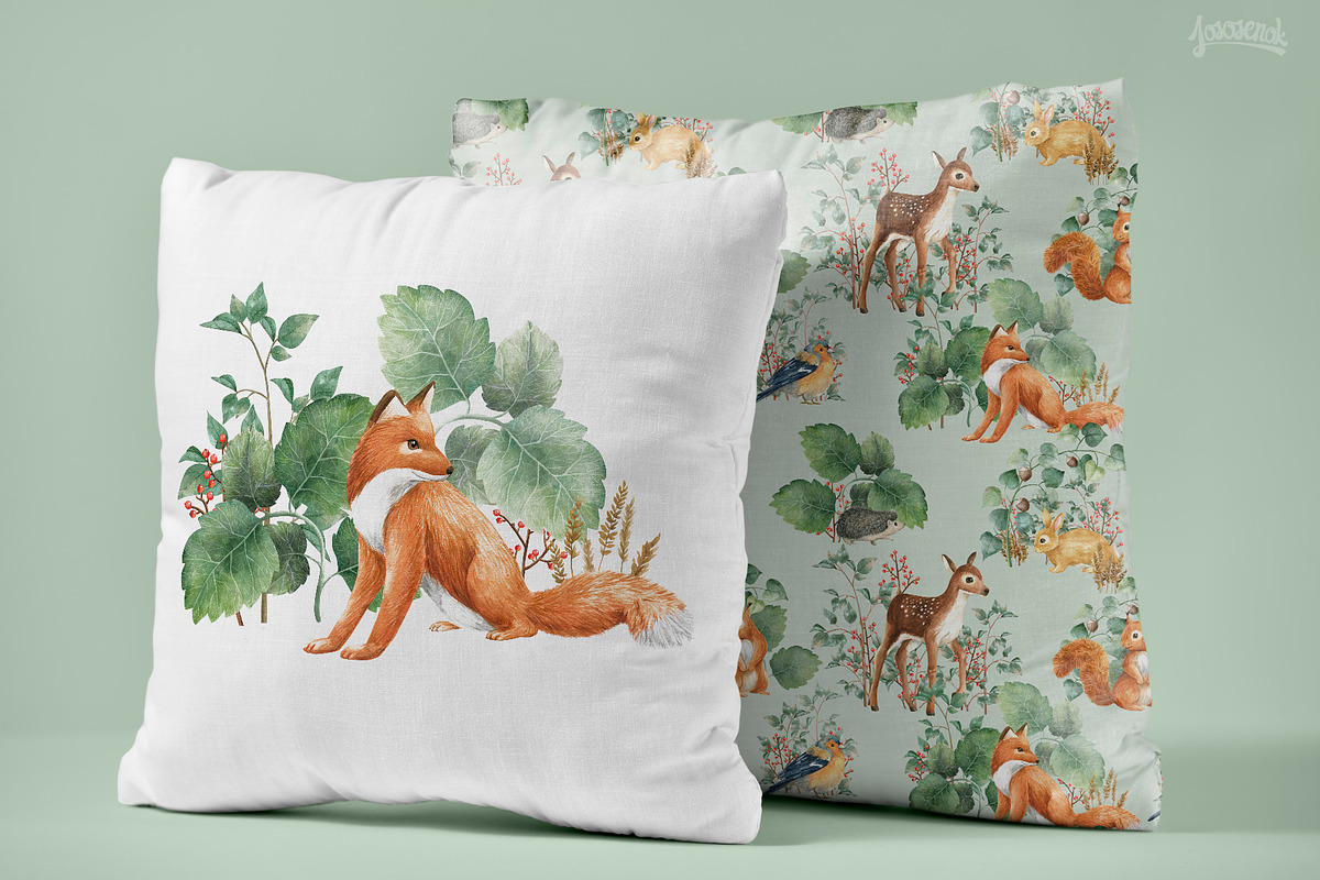 Woodland stories watercolor set, an Animal Illustration by Lososenok (Photo 2 of 12)