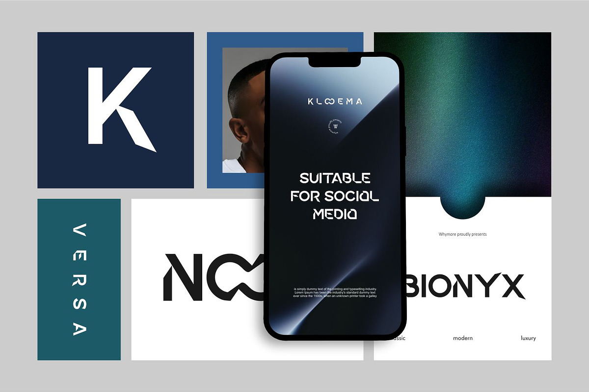 KLOEMA Logo Modern Bold Font, a Sans Serif Font by WhymoreArt (Photo 9 of 11)