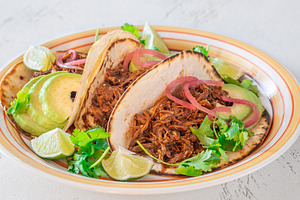 Pulled beef tacos with avocado pickl, a Food & Drink Photo by Alexander Prokopenko