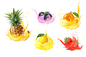 Realistic fruit juices. 3d ripe, a Food Illustration by Stock-Smart-Start