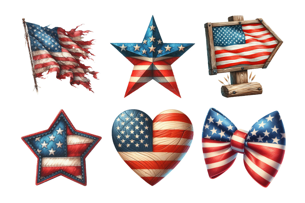 Watercolor American Flag Clipart, an Illustration by Daily.Designs (Photo 4 of 5)