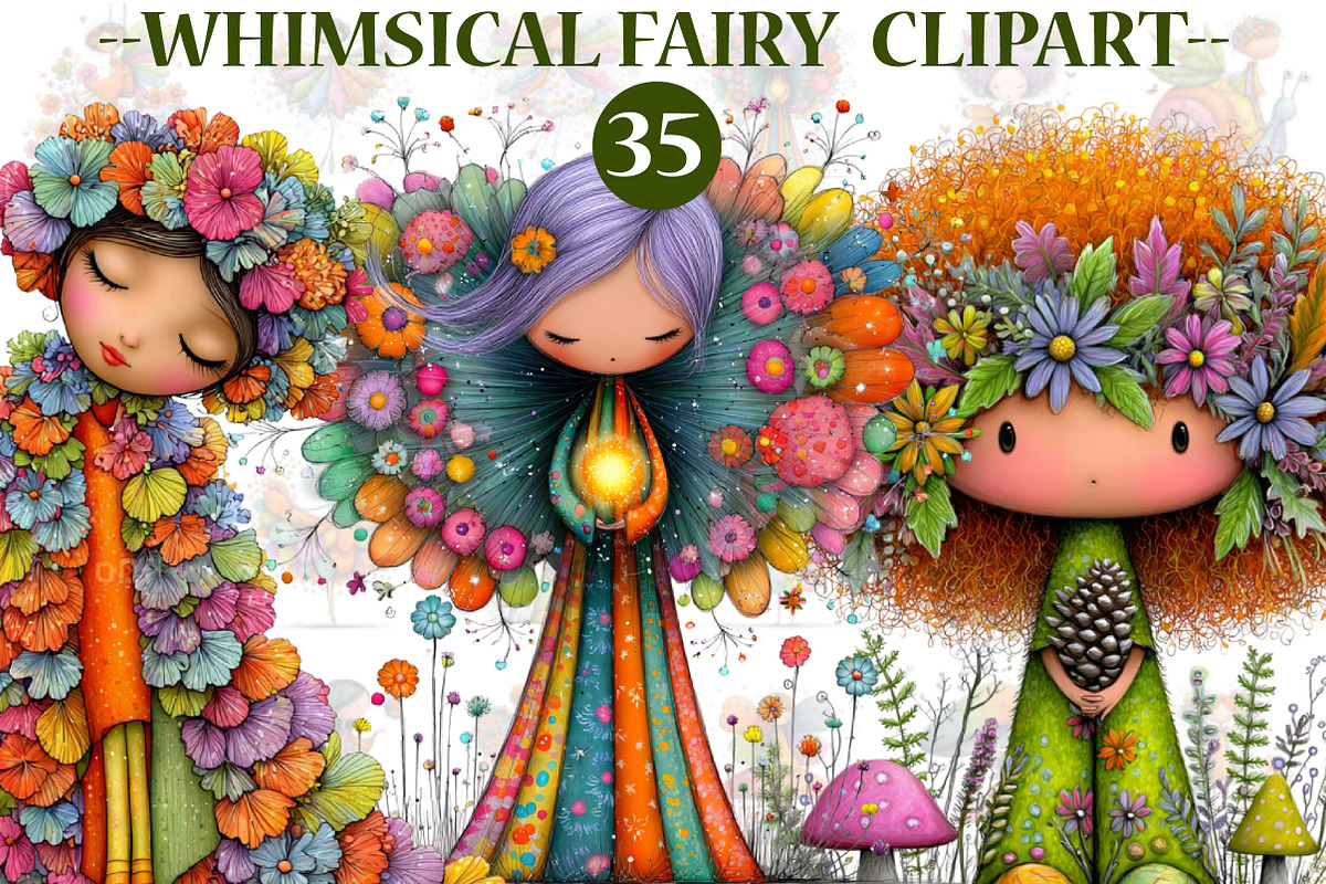 whimsical fairy  clipart, an Illustration by CreationArt (Photo 1 of 5)
