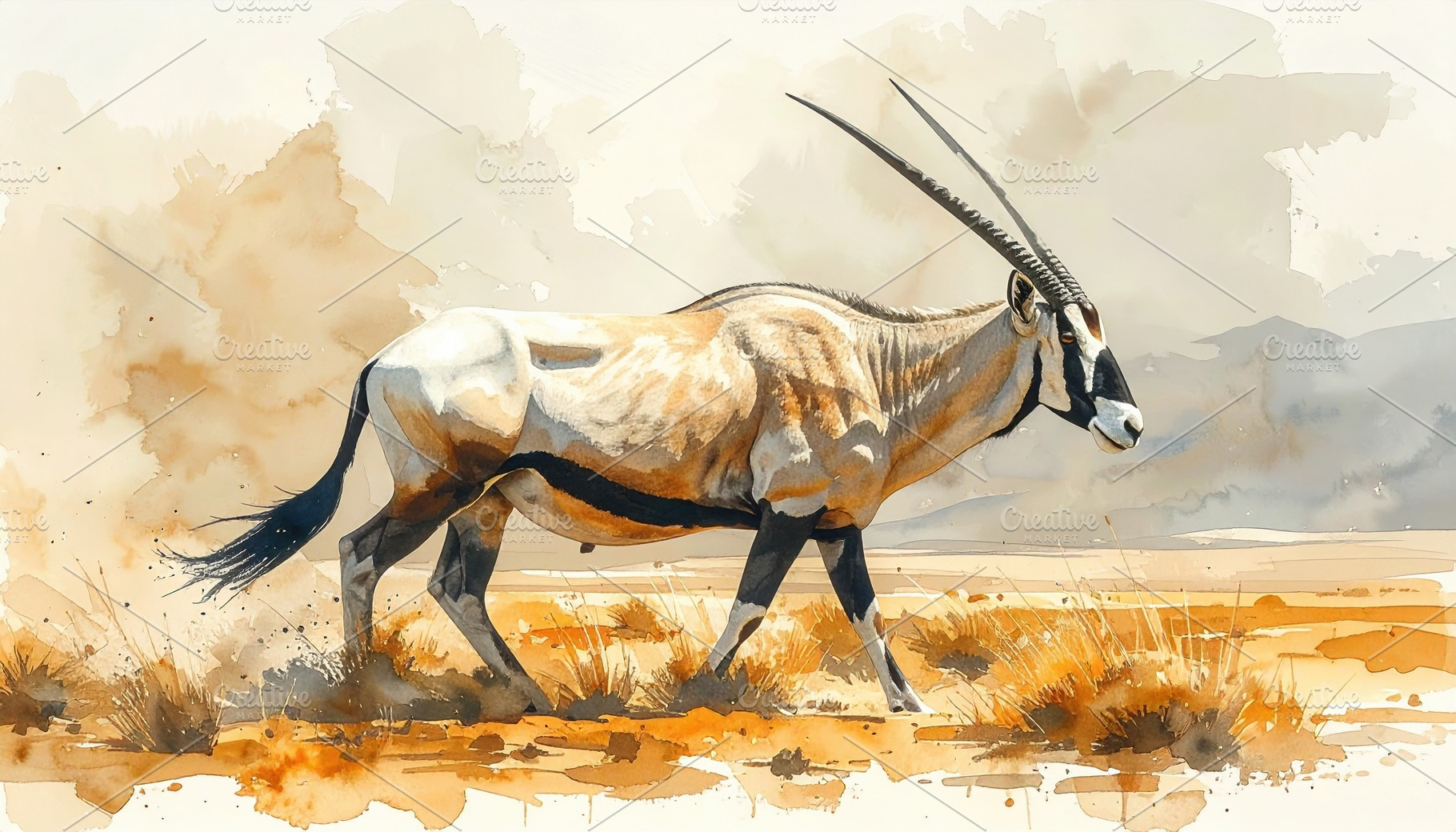 Graceful gemsbok antelope in an African desert, an Animal Photo by Igor Tichonow