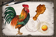 Farm Chicken Watercolor Illustration, a Decorative Illustration by DioFlow (Thumbnail 3 of 7)