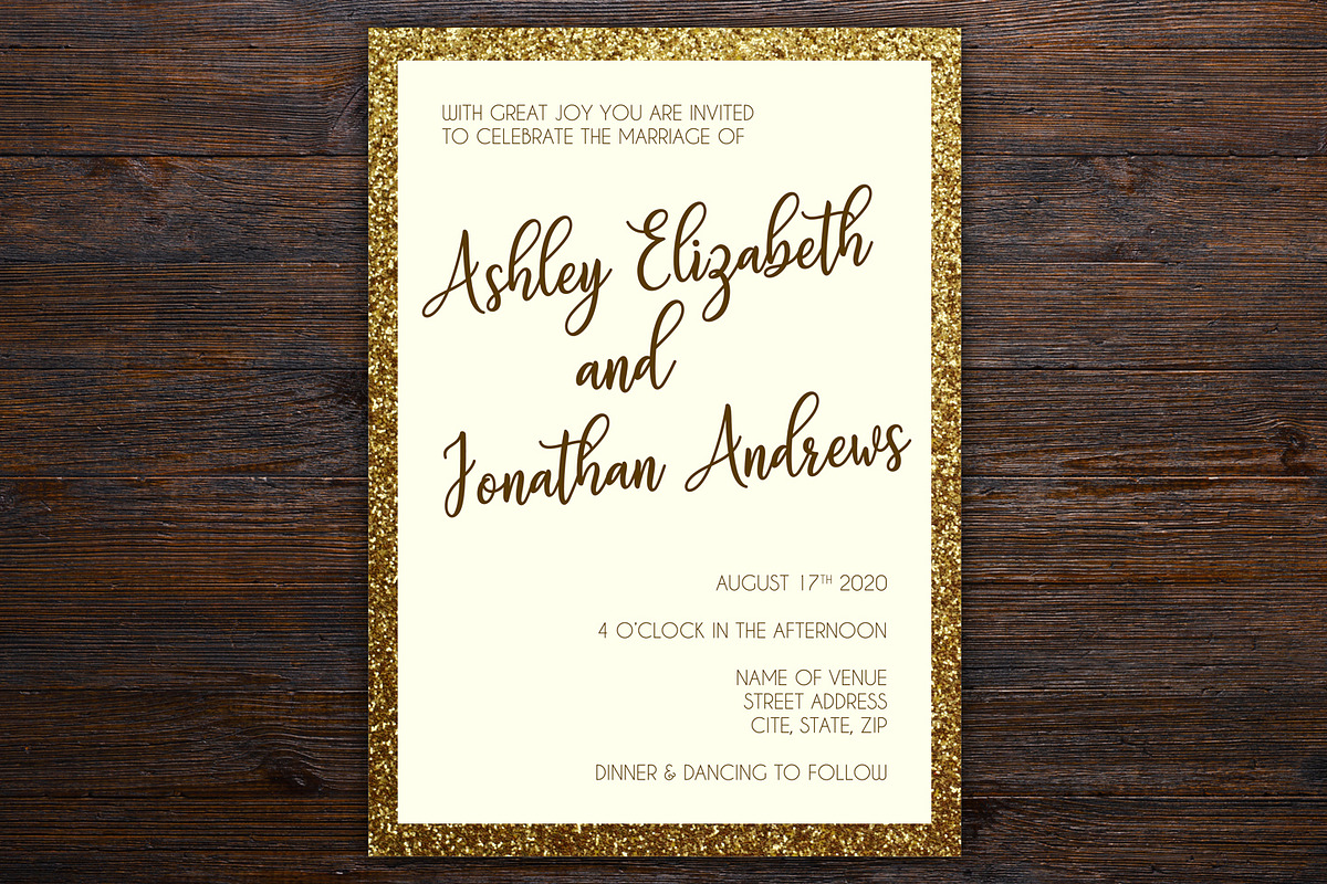 Golden Framed Wedding Invite Pack, a Stationery Template by BF Studios (Photo 2 of 4)