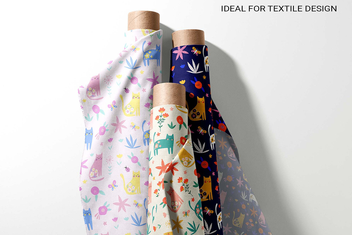 Floral Cats Seamless Patterns, a Pattern Graphic by Irina Ostapenko (Photo 3 of 4)