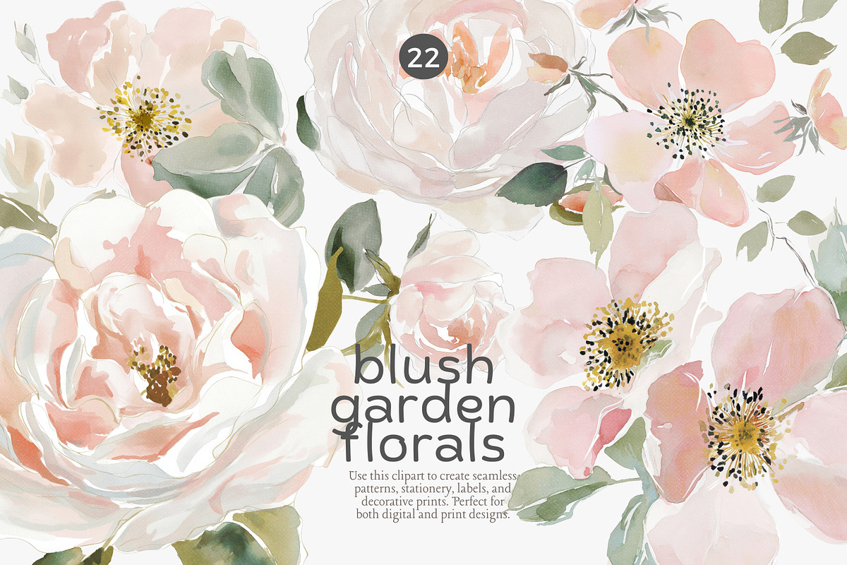 Blush floral clipart set, an Illustration by Patishop Art (Photo 2 of 8)