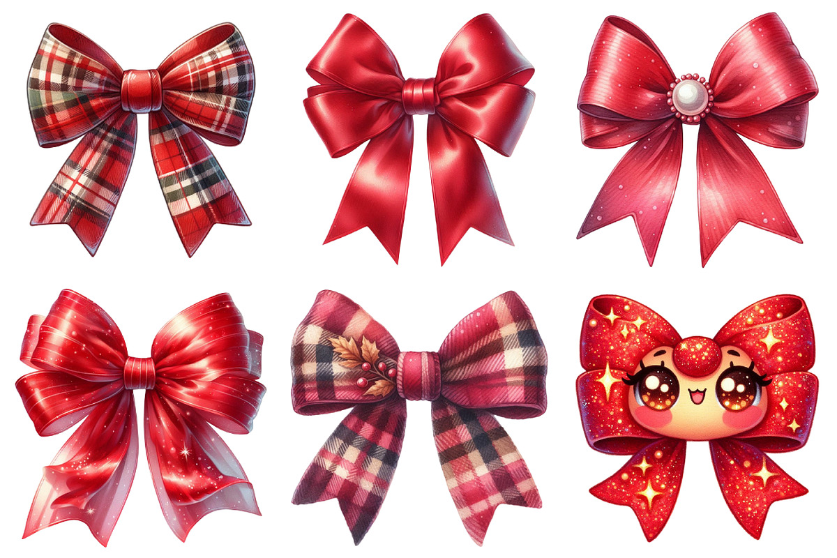 Red Coquette Christmas Bow Bundle, an Illustration by Daily.Designs (Photo 5 of 5)