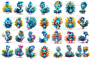 Watercolor Cute Peacock Clipart, an Object Graphic by Negarin Digital Art (Thumbnail 3 of 11)