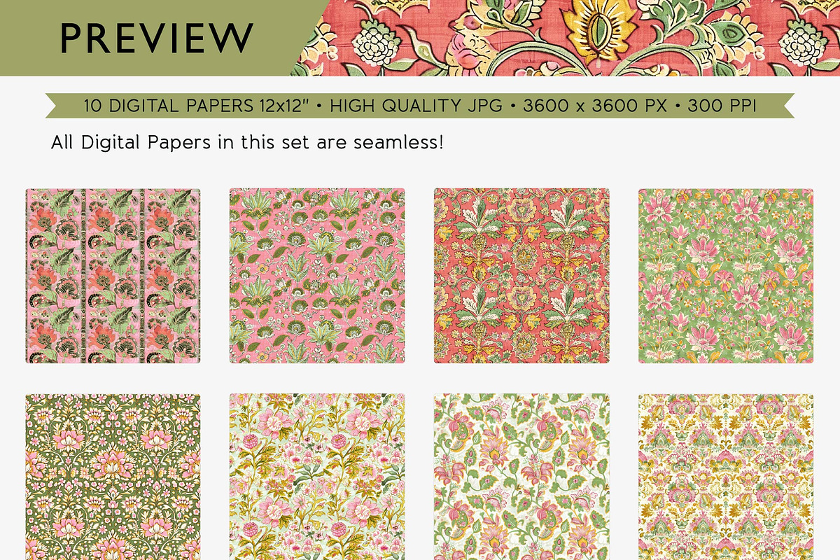 Floral Ephemera Boho Printable Paper, a Pattern Graphic by Maishop (Photo 2 of 8)