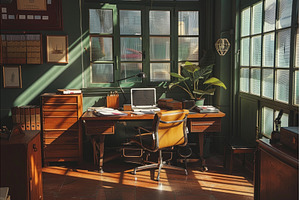 Sun shining through window on desk, an Arts & Entertainment Photo by Ylivdesign