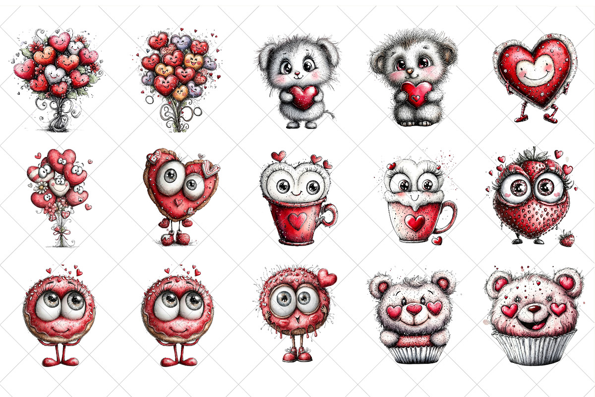 Quirky Valentines Sweets Clipart, an Illustration by SinaCreation (Photo 2 of 7)
