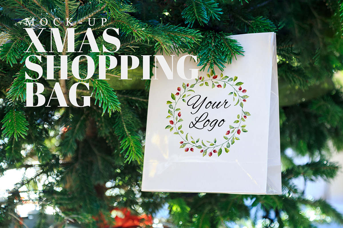 Christmas Shopping Bag Mockup, a Packaging Mockup by The Art of Pics (Photo 1 of 2)