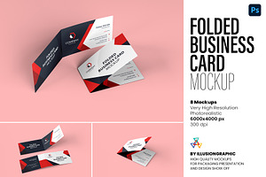 Folded Business Card Mockup 8 Views