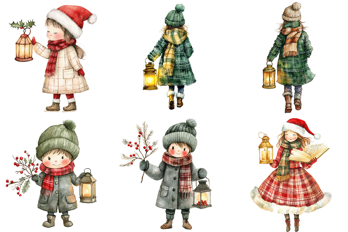 Christmas Carolers Watercolor, a Seasonal Illustration by CitraGraphics (Photo 6 of 6)