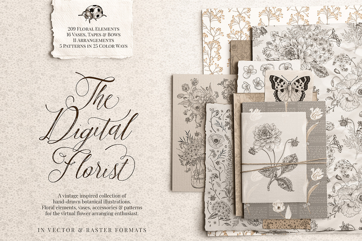 The Digital Florist Vintage Garden, an Illustration by Sophia J Caldwell (Photo 1 of 20)