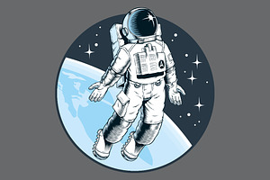 Astronaut Flying In Outer Space