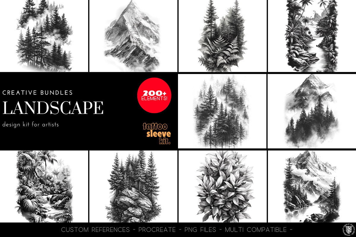 Procreate, landscape design kit, a Brush Add-On by Studio.Valhalla (Photo 1 of 8)