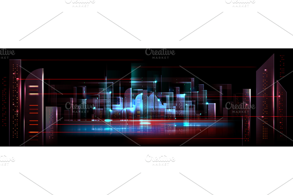 Abstract tech city AI skyline, a Technology Illustration by art PVP - market
