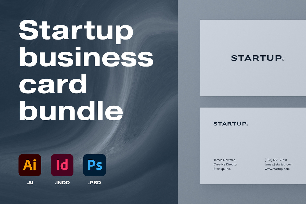 Startup Business Cards (3x), a Business Card Template by Minimal Shop (Photo 1 of 4)