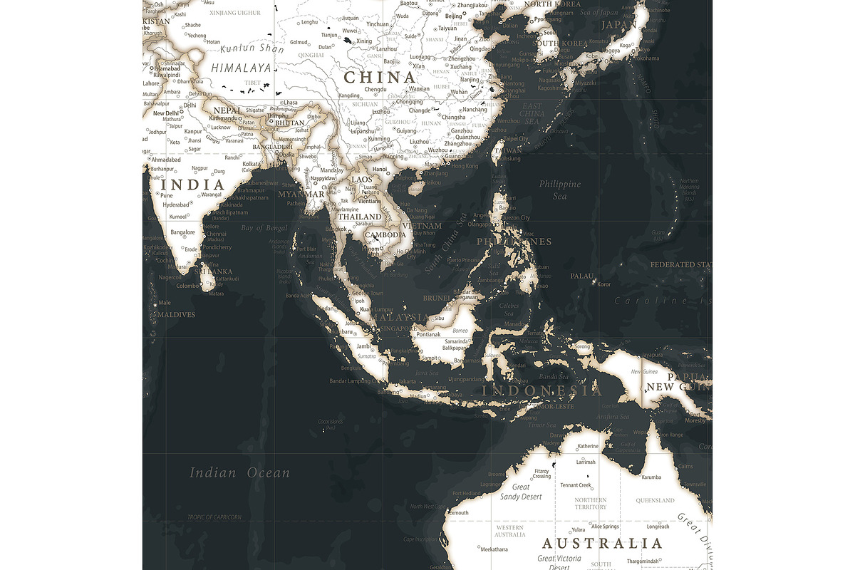 Vector World Map - Large&Detailed, a Decorative Illustration by PorcuPen Works (Photo 4 of 8)