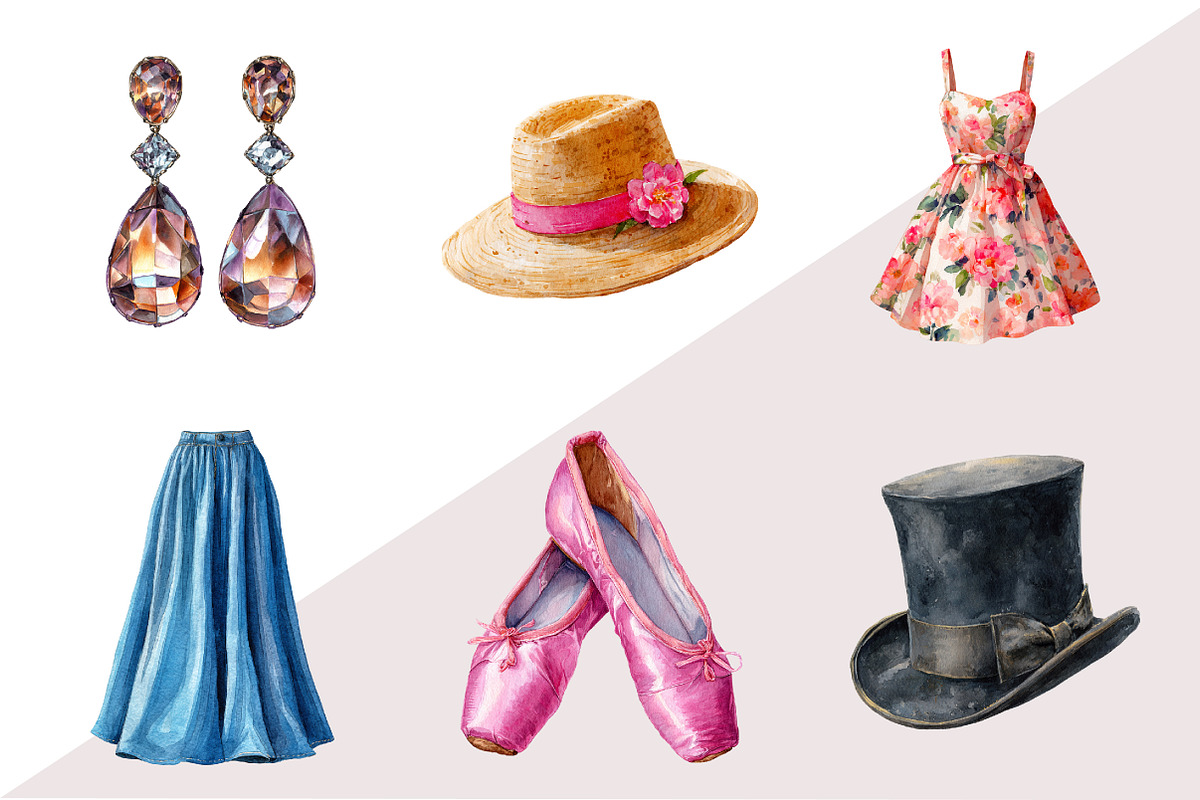 Watercolor Antique Fashion Clipart, an Illustration by Design Market (Photo 3 of 3)