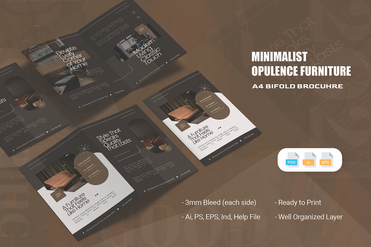 Opulence Furniture - Bifold Brochure, a Brochure Template by AQR Studio (Photo 1 of 2)