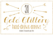 Gold Glittery Hand-drawn Arrows, an Object Graphic by The Bumble Box (Thumbnail 1 of 2)