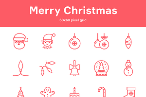 Merry Christmas Line Icons