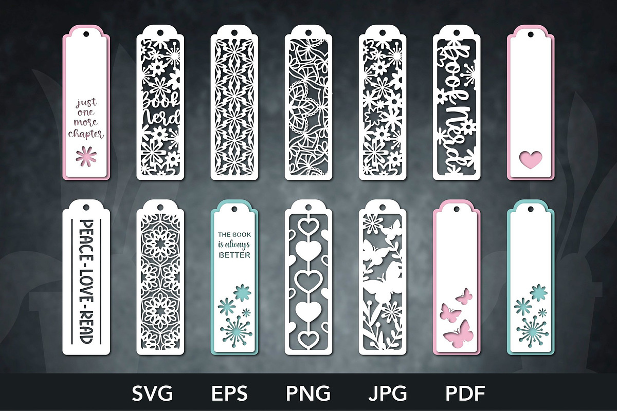 14 Bookmarks Paper Cut SVG Bundle, a Decorative Illustration by Reddish Design (Photo 2 of 2)