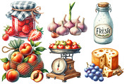 Watercolor Farmers Market Clipart, an Illustration by Designworld (Thumbnail 2 of 6)