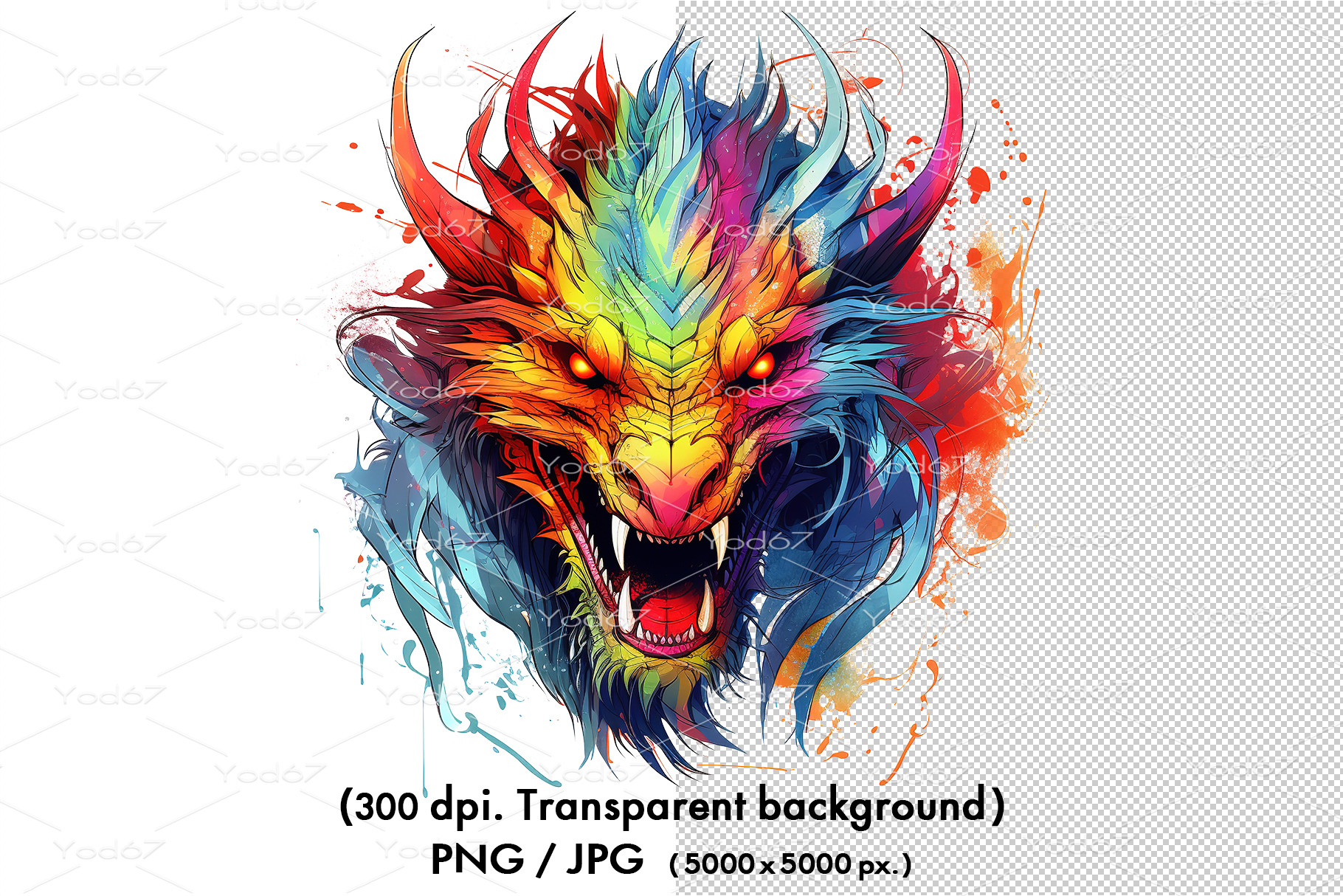 Dragon Head Painting Clipart., an Animal Illustration by yod67 ...