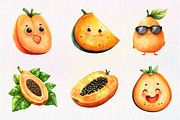 Watercolor Papaya Fruit Clipart,, an Illustration by CreationArt (Thumbnail 6 of 9)